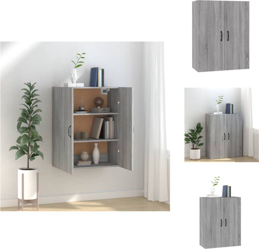 VidaXL Hangkast Hangkasten Hangende Kast Kastje Hangkast 69-5x34x90 cm bewerkt hout grijs sonoma eikenkleurig - Foto 2