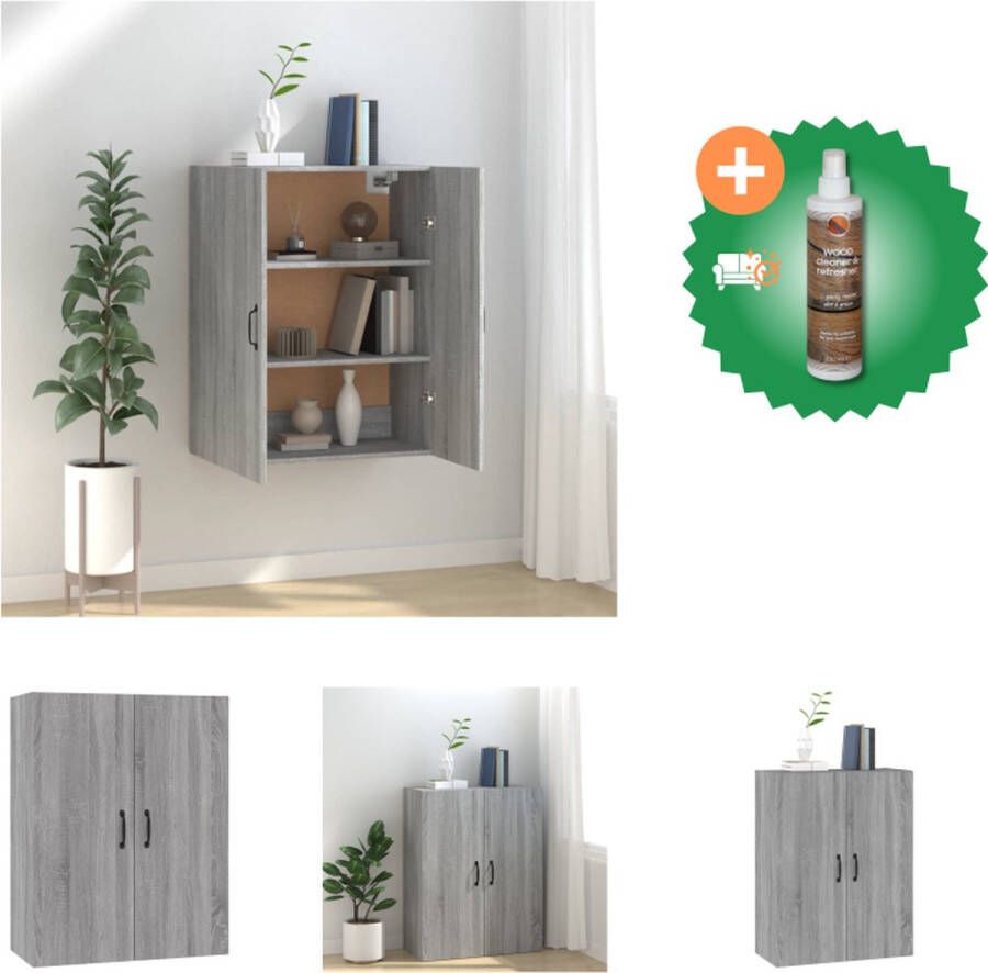 VidaXL Hangkast 69-5x34x90 cm bewerkt hout grijs sonoma eikenkleurig Kast Inclusief Houtreiniger en verfrisser