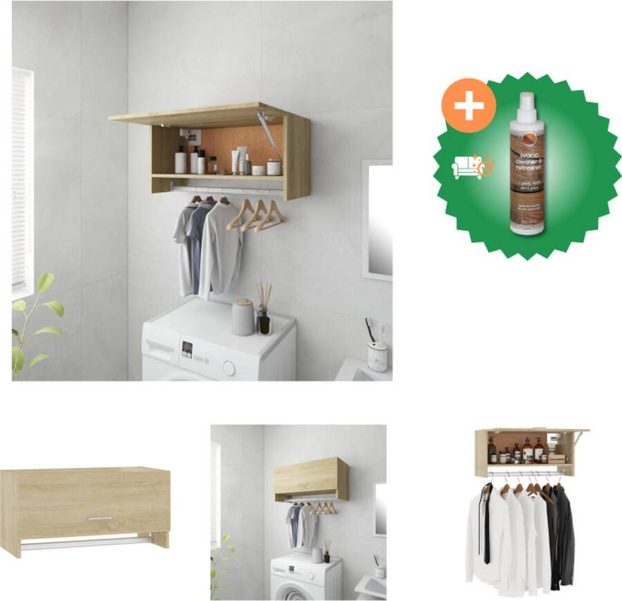 VidaXL Hangkast Sonoma Eiken 70 x 32.5 x 35 cm Duurzaam en Functioneel Kast Inclusief Houtreiniger en verfrisser
