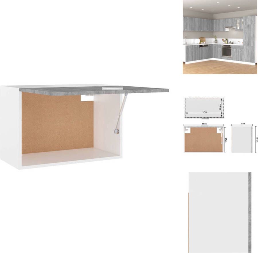 VidaXL Hangkast Hangkasten Hangende Kast Keukenkast Hangkast Lyon 60x31x40cm bewerkt hout grijs sonoma eikenkleurig - Foto 2