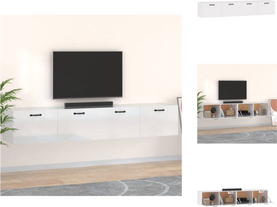 VidaXL Wandkast Wandkasten Hangkast Hangende Kast Wandkasten 2 st 100x36 5x35 cm bewerkt hout hoogglans wit