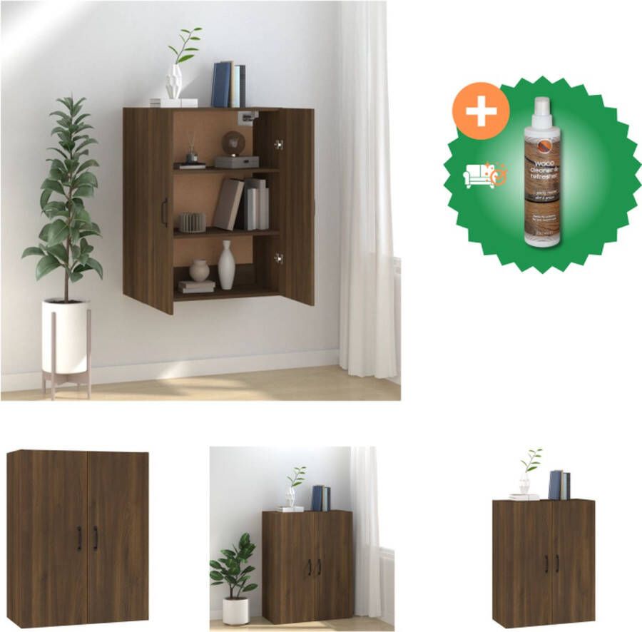 VidaXL Hangkast Wandgemonteerde Opbergkast 69.5 x 34 x 90 cm Bruineiken Kast Inclusief Houtreiniger en verfrisser