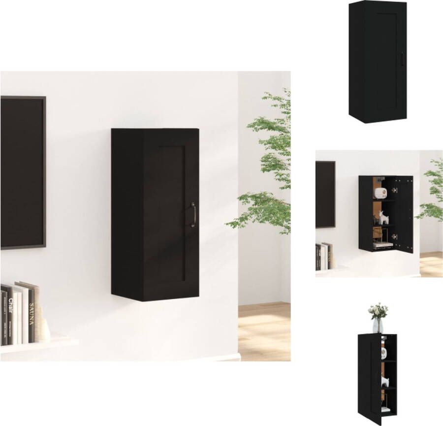 VidaXL Hangkast Wandgemonteerde opbergkast Zwart 35x34x90 cm Bewerkt hout Kast