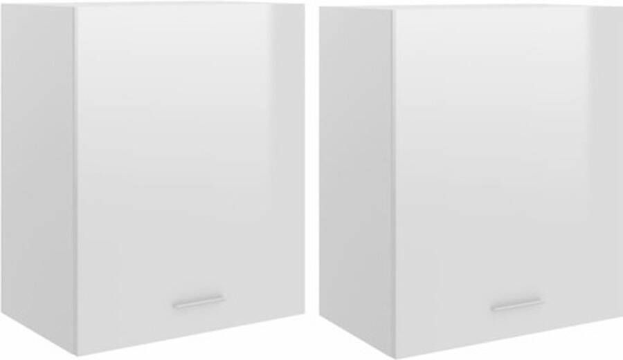 VidaXL Hangkasten 2 st Lyon 50x31x60 cm bewerkt hout hoogglans wit - Foto 2
