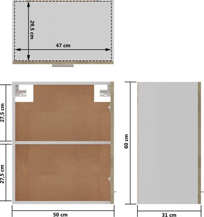VidaXL -Hangkasten-2-st-50x31x60-cm-bewerkt-hout-sonoma-eikenkleurig - Foto 4