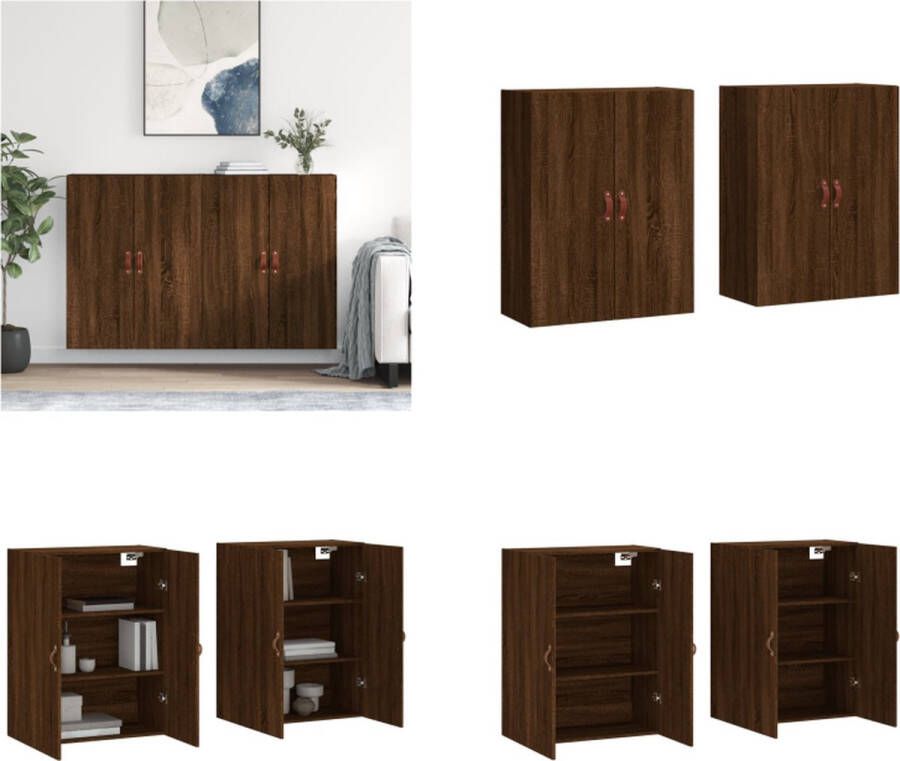 VidaXL Hangkasten 2 st 69-5x34x90 cm bruineikenkleurig Wandkast Wandkasten Opbergkast Keukenkast