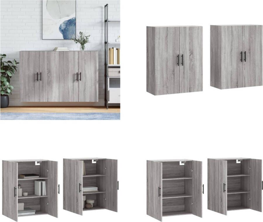 VidaXL -Hangkasten-2-st-69-5x34x90-cm-grijs-sonoma-eikenkleurig Wandkast Wandkasten Opbergkast Keukenkast - Foto 2