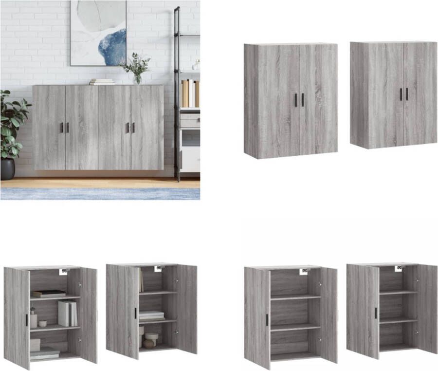 VidaXL Hangkasten 2 st 69-5x34x90 cm grijs sonoma eikenkleurig Wandkast Wandkasten Opbergkast Keukenkast - Foto 2
