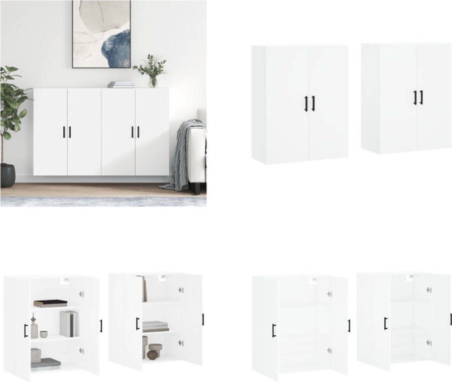 VidaXL Hangkasten 2 st 69-5x34x90 cm wit Wandkast Wandkasten Opbergkast Keukenkast - Foto 2