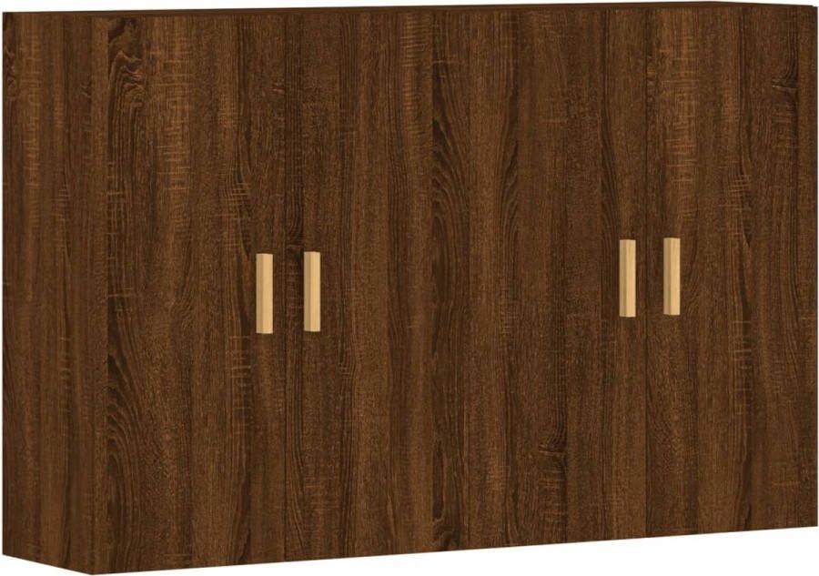 VidaXL -Hangkasten-2-st-bewerkt-hout-bruineikenkleurig - Foto 3