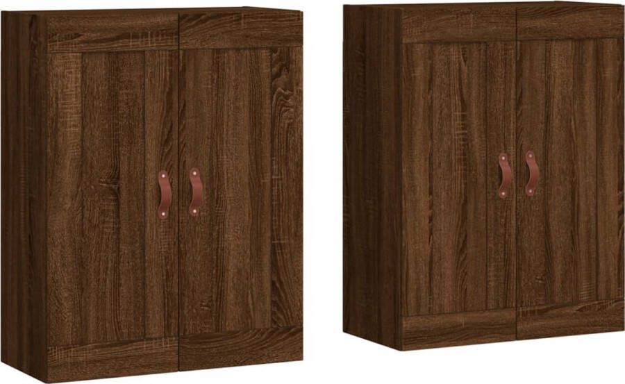 VidaXL -Hangkasten-2-st-bewerkt-hout-bruineikenkleurig - Foto 3