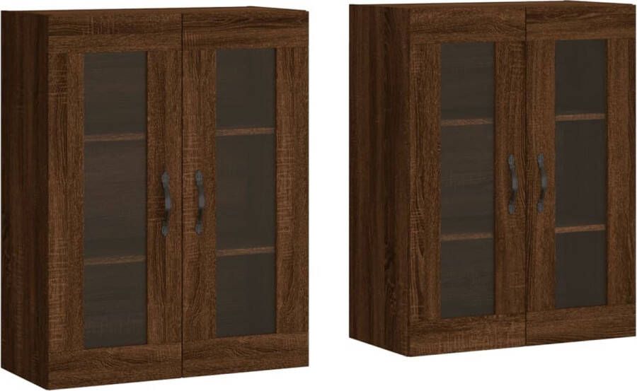 VidaXL -Hangkasten-2-st-bewerkt-hout-bruineikenkleurig - Foto 7