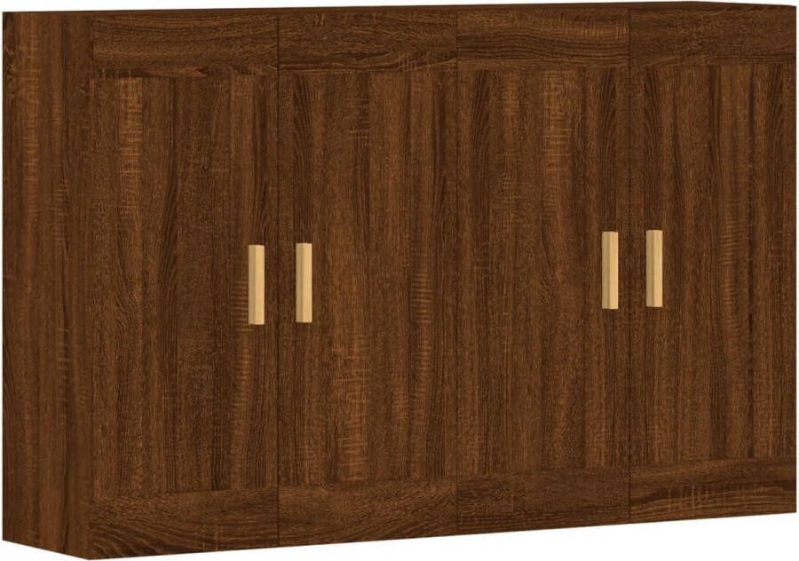 VidaXL Hangkasten bruin eiken Set van 2 Hangkast Wandkast Bruine Eiken Houten Kast Opbergkast