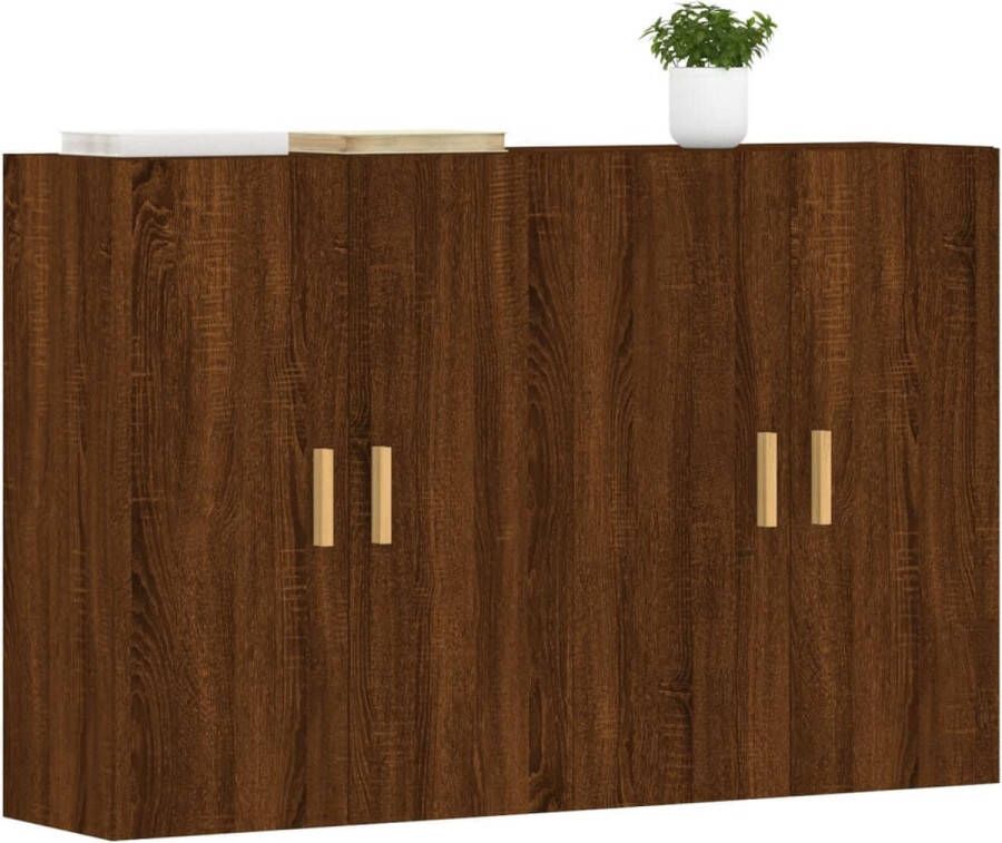 VidaXL -Hangkasten-2-st-bewerkt-hout-bruineikenkleurig - Foto 4