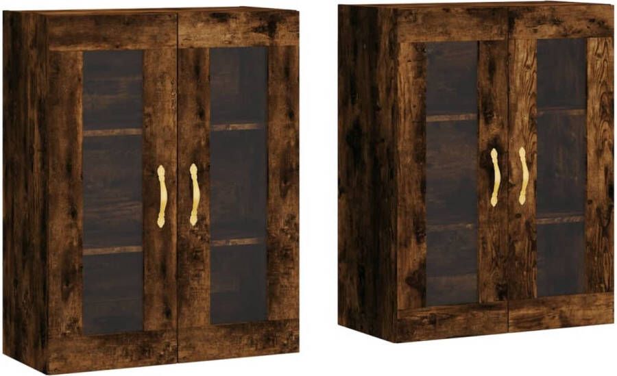 VidaXL -Hangkasten-2-st-bewerkt-hout-gerookt-eikenkleurig - Foto 4