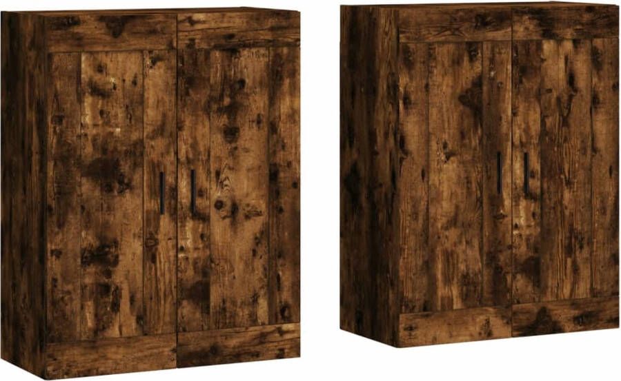VidaXL -Hangkasten-2-st-bewerkt-hout-gerookt-eikenkleurig - Foto 3