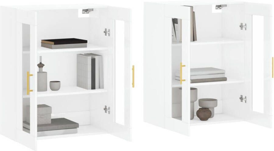VidaXL -Hangkasten-2-st-bewerkt-hout-hoogglans-wit - Foto 7