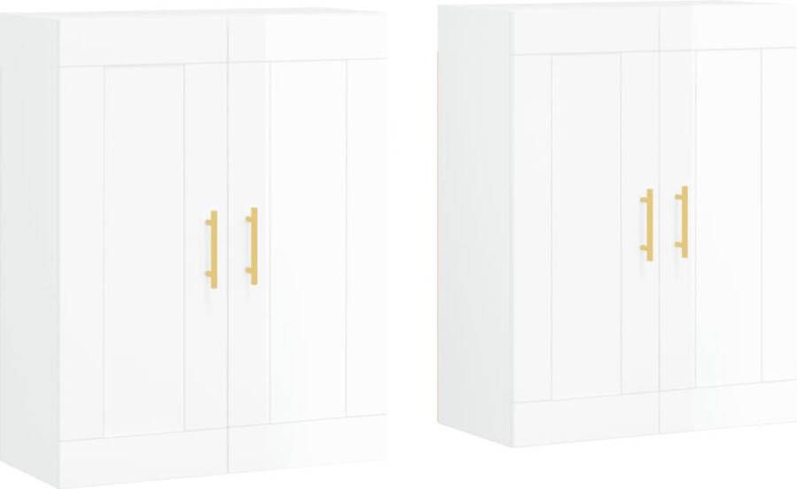 VidaXL -Hangkasten-2-st-bewerkt-hout-hoogglans-wit - Foto 4