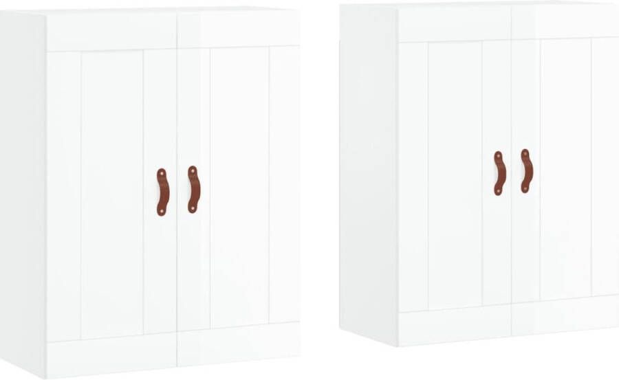 VidaXL -Hangkasten-2-st-bewerkt-hout-hoogglans-wit - Foto 3