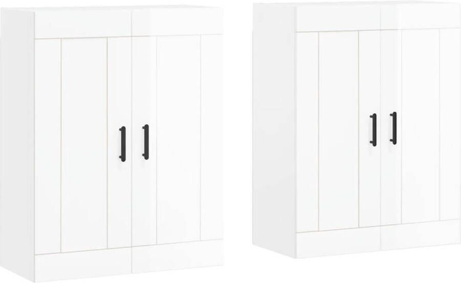 VidaXL -Hangkasten-2-st-bewerkt-hout-hoogglans-wit