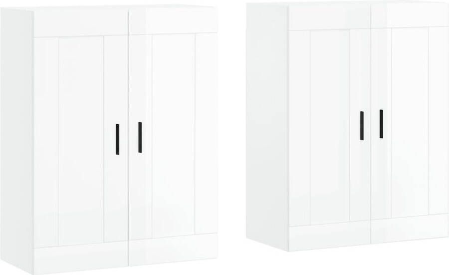 VidaXL -Hangkasten-2-st-bewerkt-hout-hoogglans-wit - Foto 3