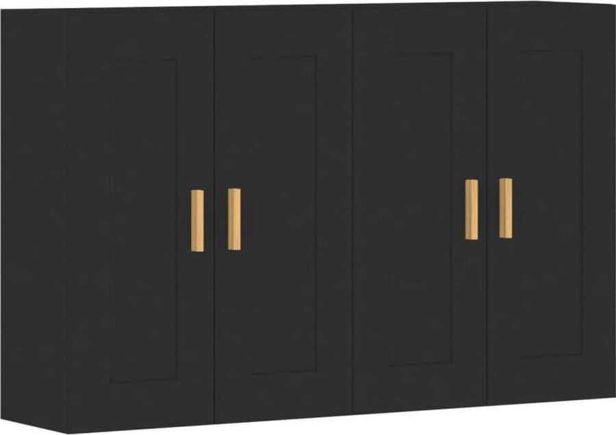 VidaXL -Hangkasten-2-st-bewerkt-hout-zwart - Foto 3