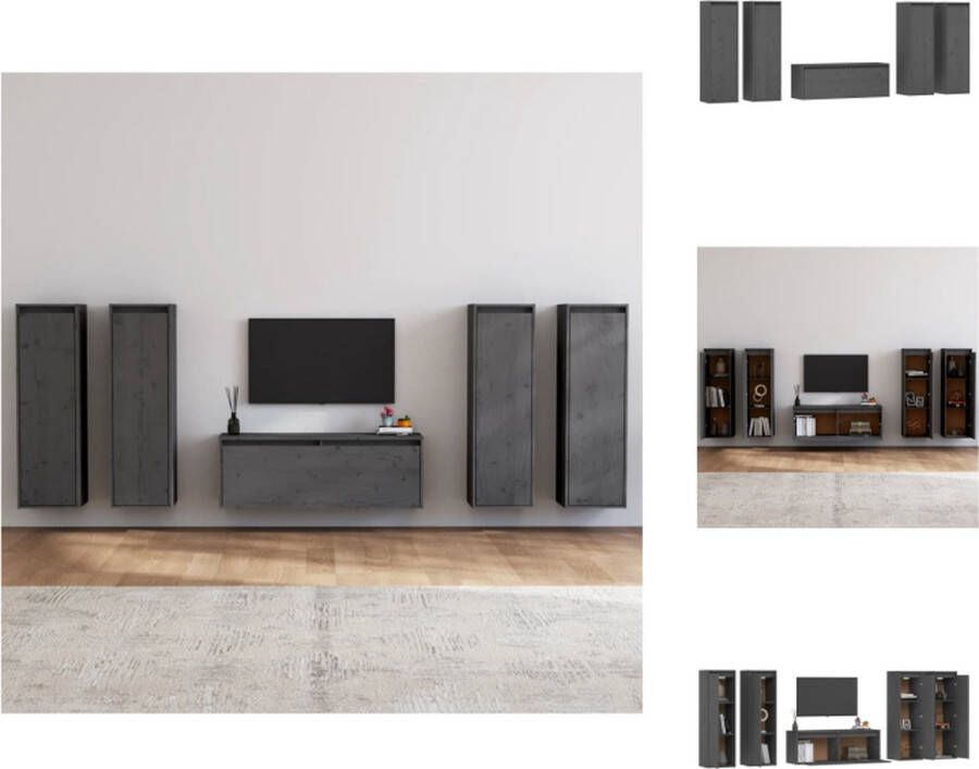 VidaXL Tv-kast Tv-kasten Tv-meubel Hifi-meubel Tv-meubelen 5 st massief grenenhout grijs - Foto 2