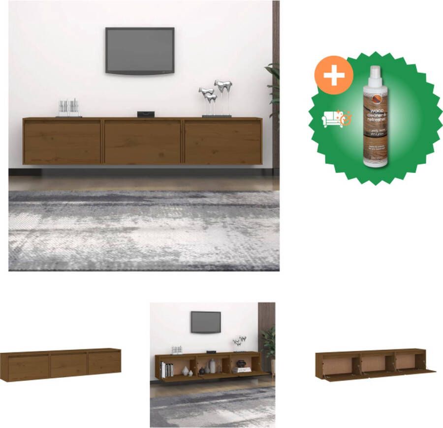 VidaXL TV-meubel Hangkast van massief grenenhout 30 x 30 x 40 cm 30 x 30 x 100 cm Honingbruin Kast Inclusief Houtreiniger en verfrisser - Foto 3