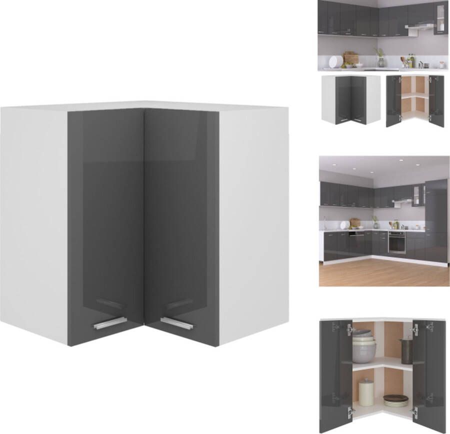 VidaXL Hangkastje 57 x 57 x 60 cm Kleur- Hoogglans grijs Keukenkast