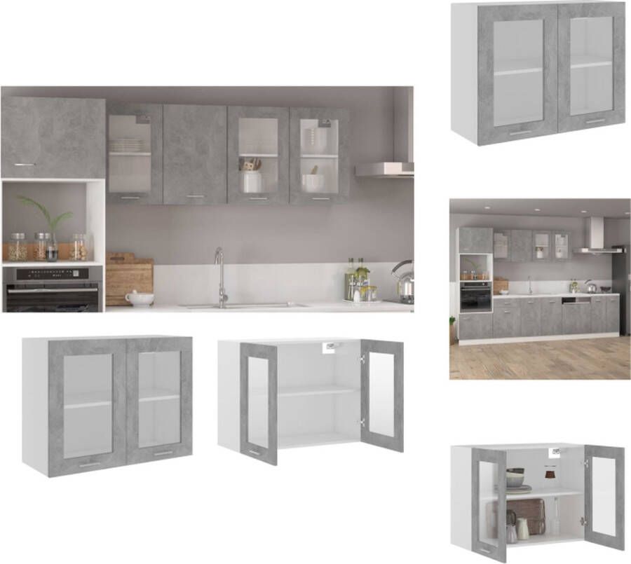 VidaXL Hangkast Hangkasten Hangende Kast Hangende Kasten Hangkast 80x31x60 cm bewerkt hout betongrijs - Foto 2