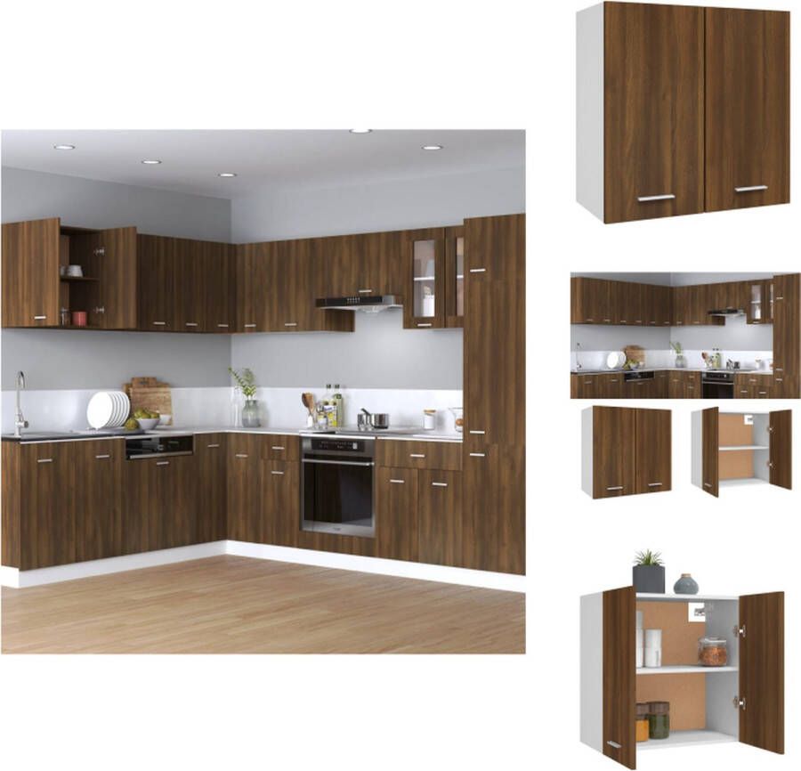 VidaXL Hangende Wandkast. Hangende Wandkasten Keukenkast Opbergkast Wandschap Wandkast hangend 60x31x60 cm bewerkt hout bruineikenkleurig - Foto 2