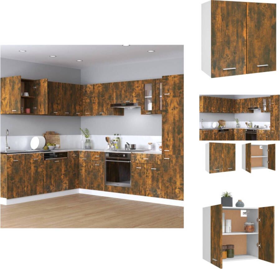 VidaXL Hangende Wandkast. Hangende Wandkasten Keukenkast Opbergkast Wandschap Wandkast hangend 60x31x60 cm bewerkt hout gerookt eikenkleurig - Foto 2