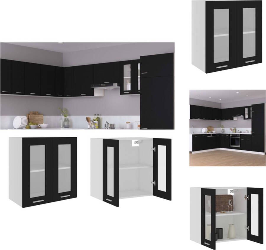 VidaXL Hangkast Hangkasten Hangende Kast Hangende Kasten Hangkast Lyon 60x31x60 cm bewerkt hout zwart - Foto 2