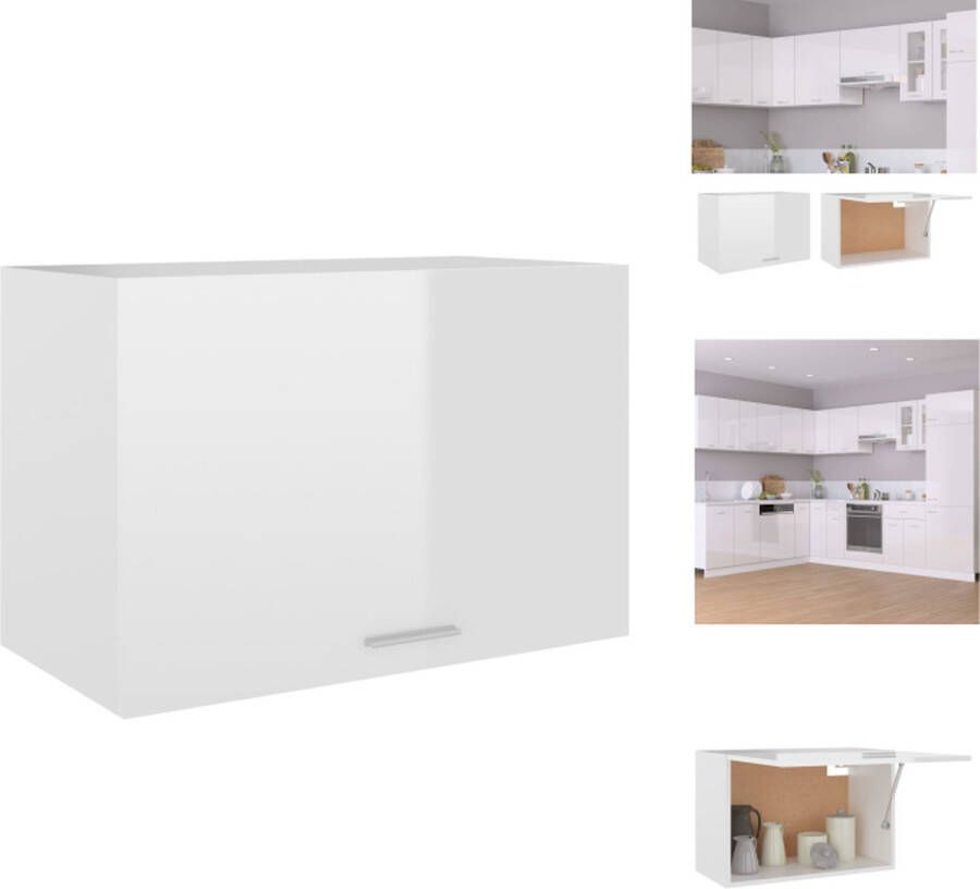 VidaXL Hangkastje Keukenruimte optimaliseren Genoeg opbergruimte Duurzaam en functioneel 1 schap Schoon en makkelijk te reinigen Hoogglans wit Spaanplaat 60x31x40cm Keukenkast