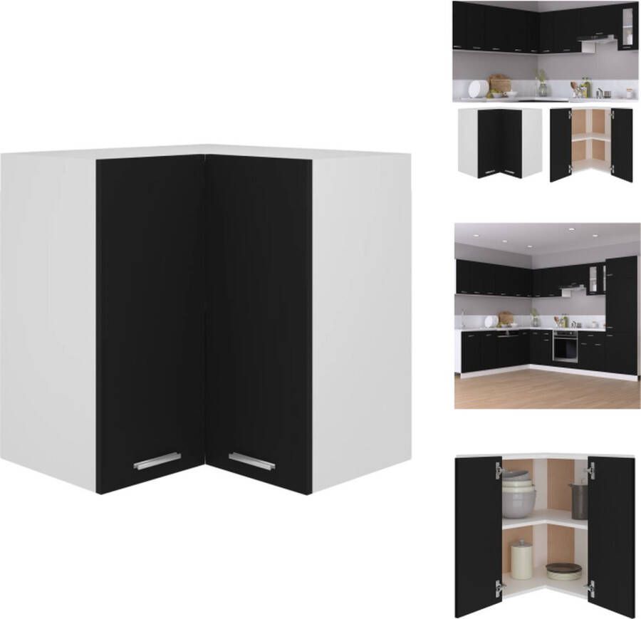 VidaXL Hanghoekkast Hanghoekkasten Hangende Kast Hangende Kasten Hanghoekkast Lyon 57x57x60 cm bewerkt hout zwart - Foto 2