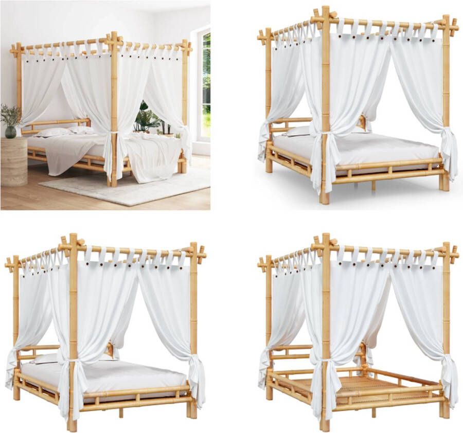 VidaXL Hemelbed 140x200 cm bamboe Hemelbed Hemelbedden Slaapmeubel Bedframe
