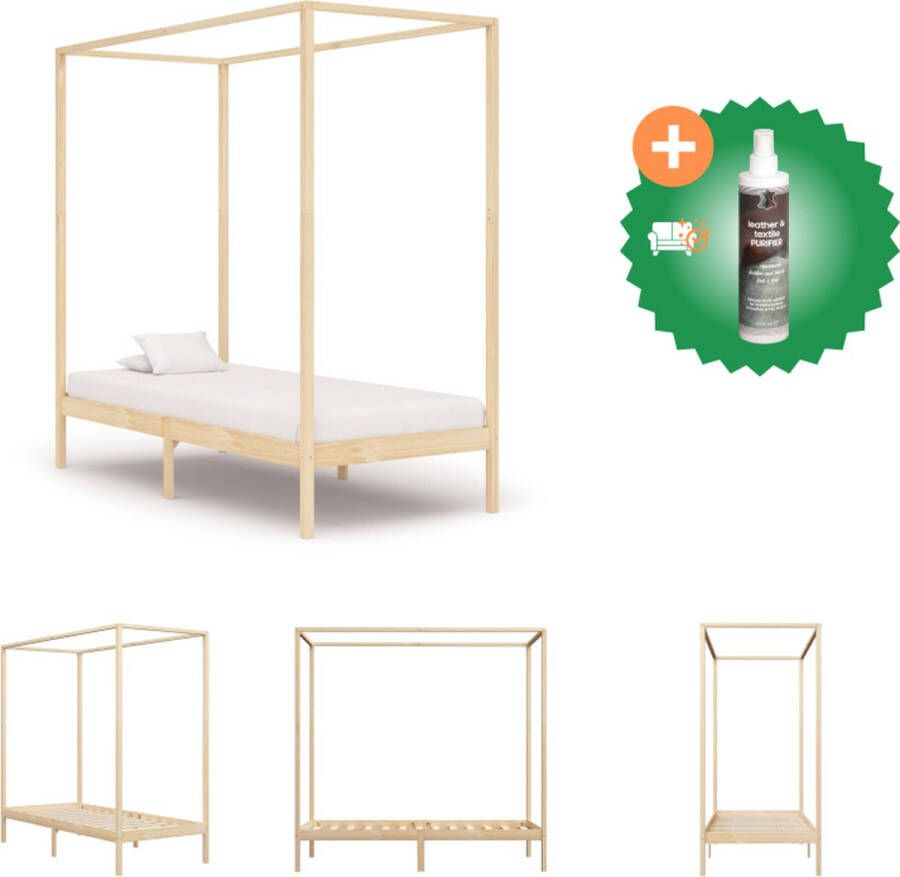 VidaXL Hemelbed Massief grenenhout 204 x 104 x 200 cm Inclusief lattenbodem Geschikt voor matras 100 x 200 cm Bed Inclusief Reiniger