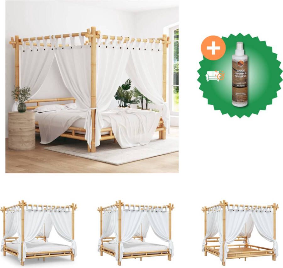 VidaXL Hemelbed Rustiek Bamboe 218 x 220 x 200 cm Inclusief lattenbodem Geschikt voor matras 180 x 200 cm Bed Inclusief Houtreiniger en verfrisser
