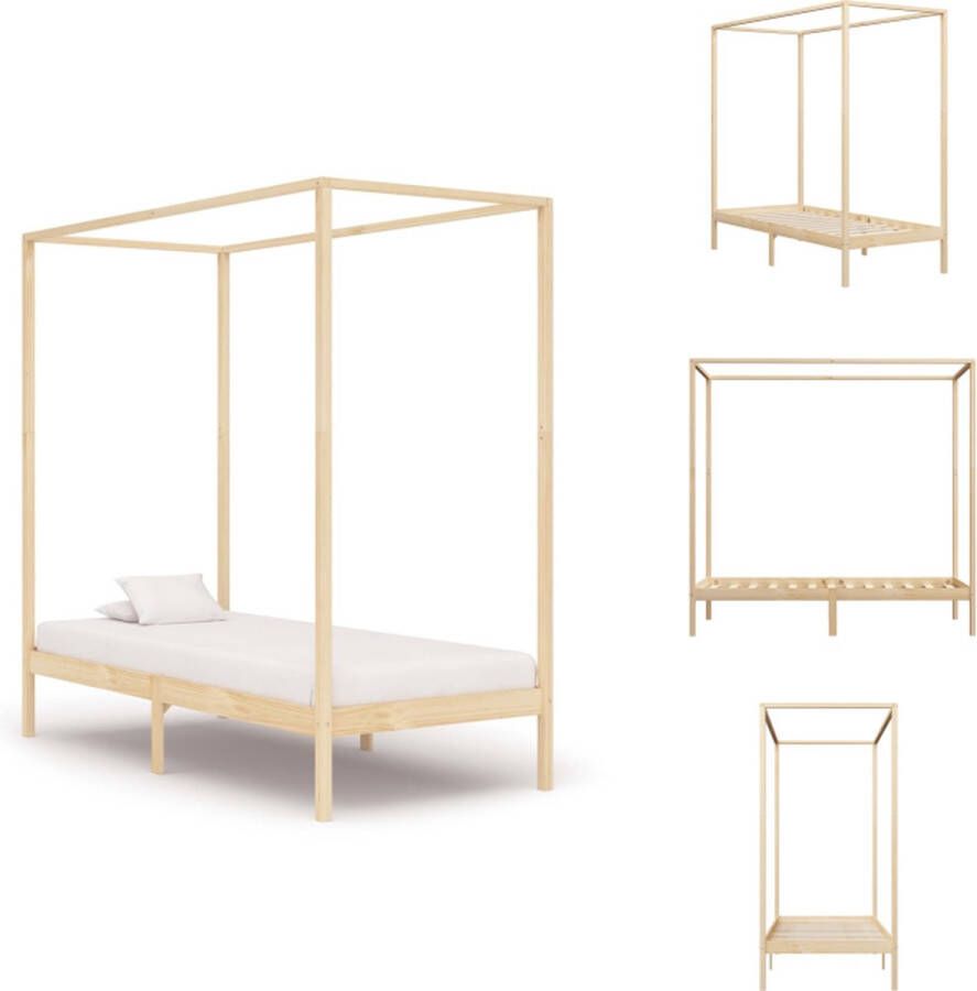 VidaXL Bedframe Bedframes Eenpersoonsbed Eenpersoonsbedden Hemelbedframe massief grenenhout 90x200 cm - Foto 2