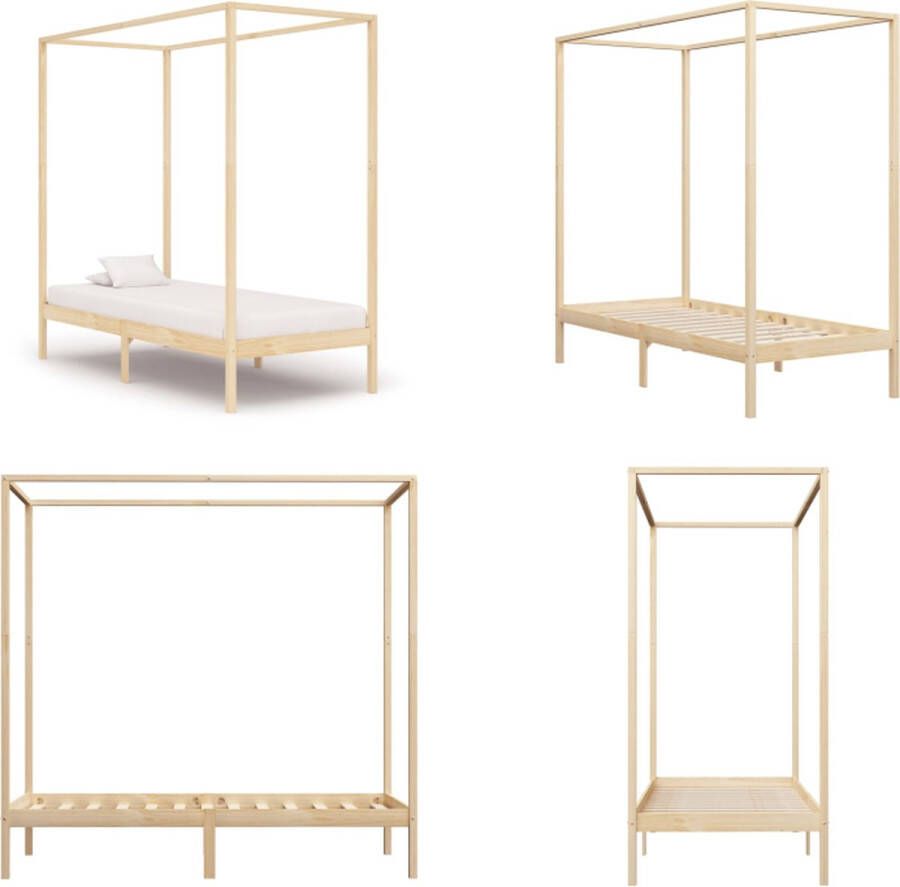 VidaXL Hemelbedframe massief grenenhout 90x200 cm Bedframe Bedframes Eenpersoonsbed Eenpersoonsbedden
