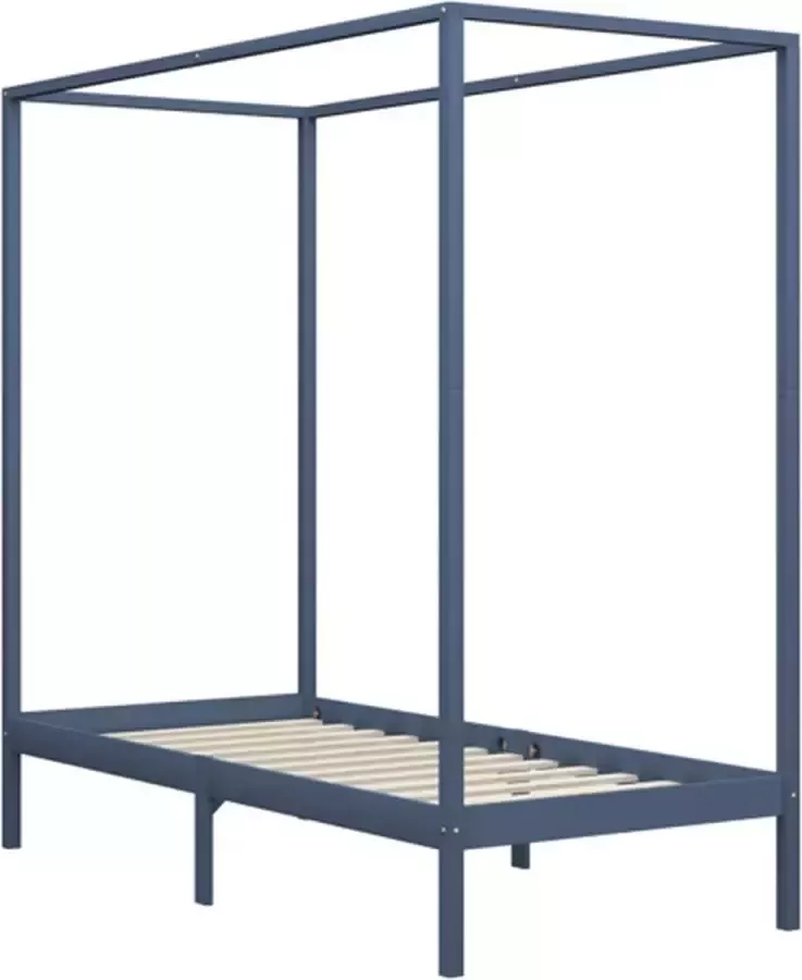 VidaXL -Hemelbedframe-massief-grenenhout-grijs-90x200-cm - Foto 3