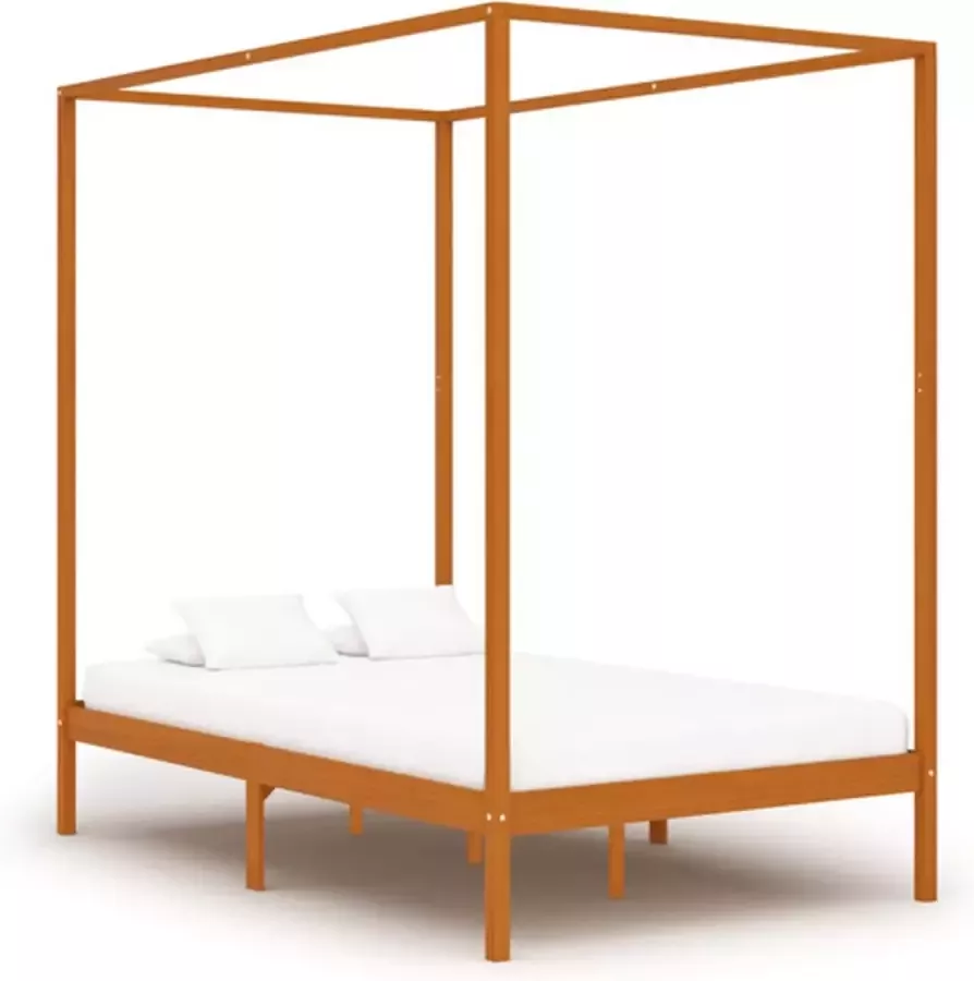 VidaXL -Hemelbedframe-massief-grenenhout-honingbruin-140x200-cm - Foto 1