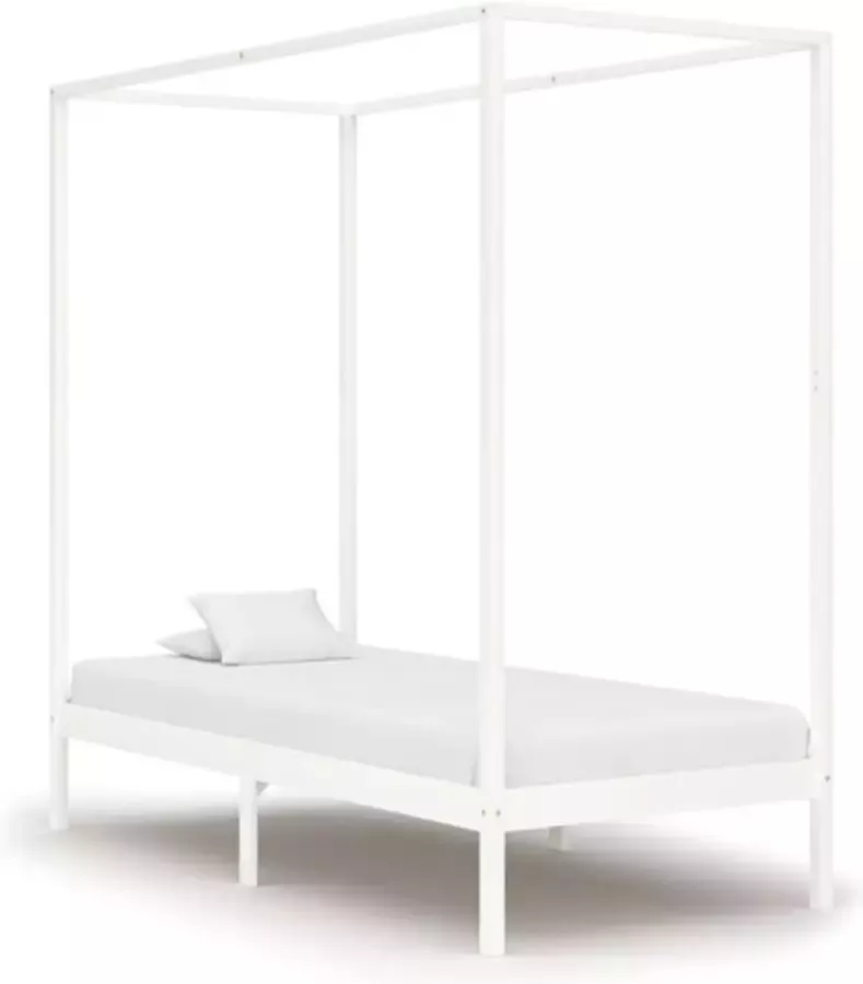 VidaXL -Hemelbedframe-massief-grenenhout-wit-90x200-cm - Foto 2