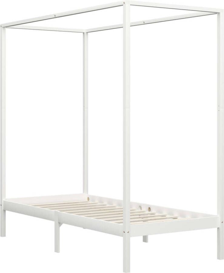 VidaXL -Hemelbedframe-massief-grenenhout-wit-90x200-cm - Foto 3