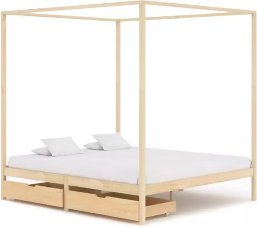 VidaXL Hemelbedframe met 2 lades massief grenenhout 180x200 cm