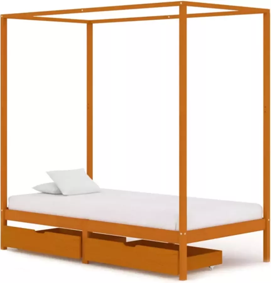 VidaXL Hemelbedframe met 2 lades massief grenenhout 90x200 cm
