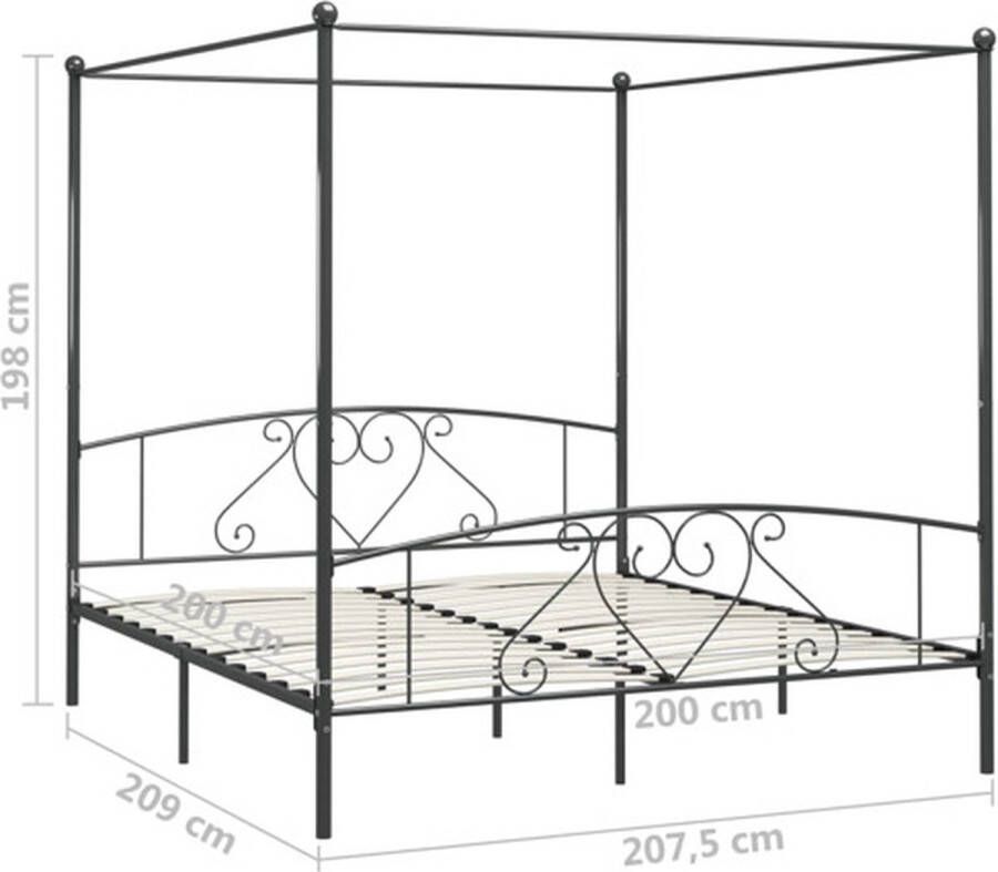 VidaXL -Hemelbedframe-metaal-grijs-200x200-cm - Foto 2