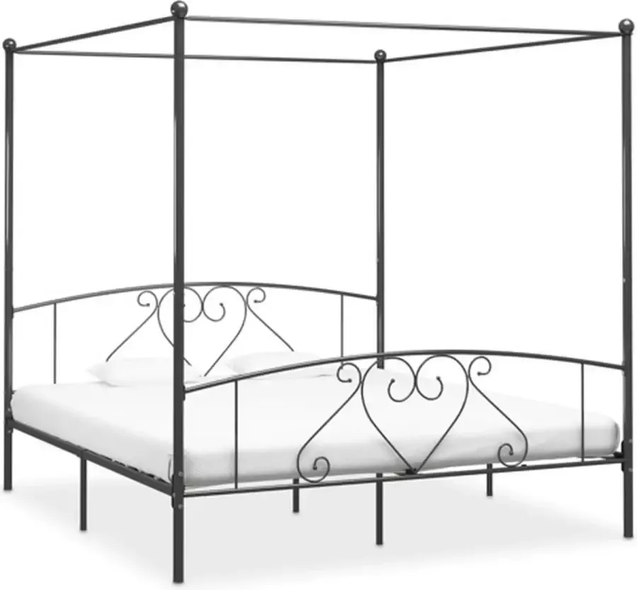 VidaXL -Hemelbedframe-metaal-grijs-200x200-cm - Foto 3