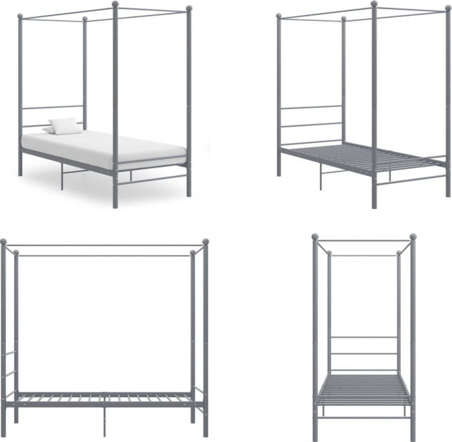 VidaXL Hemelbedframe metaal grijs 90x200 cm Bedframe Bed Frame Bed Frames - Foto 2