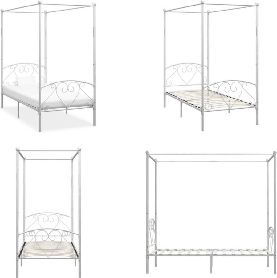 VidaXL Hemelbedframe metaal wit 100x200 cm Bedframe Bedframes Bed Bedden